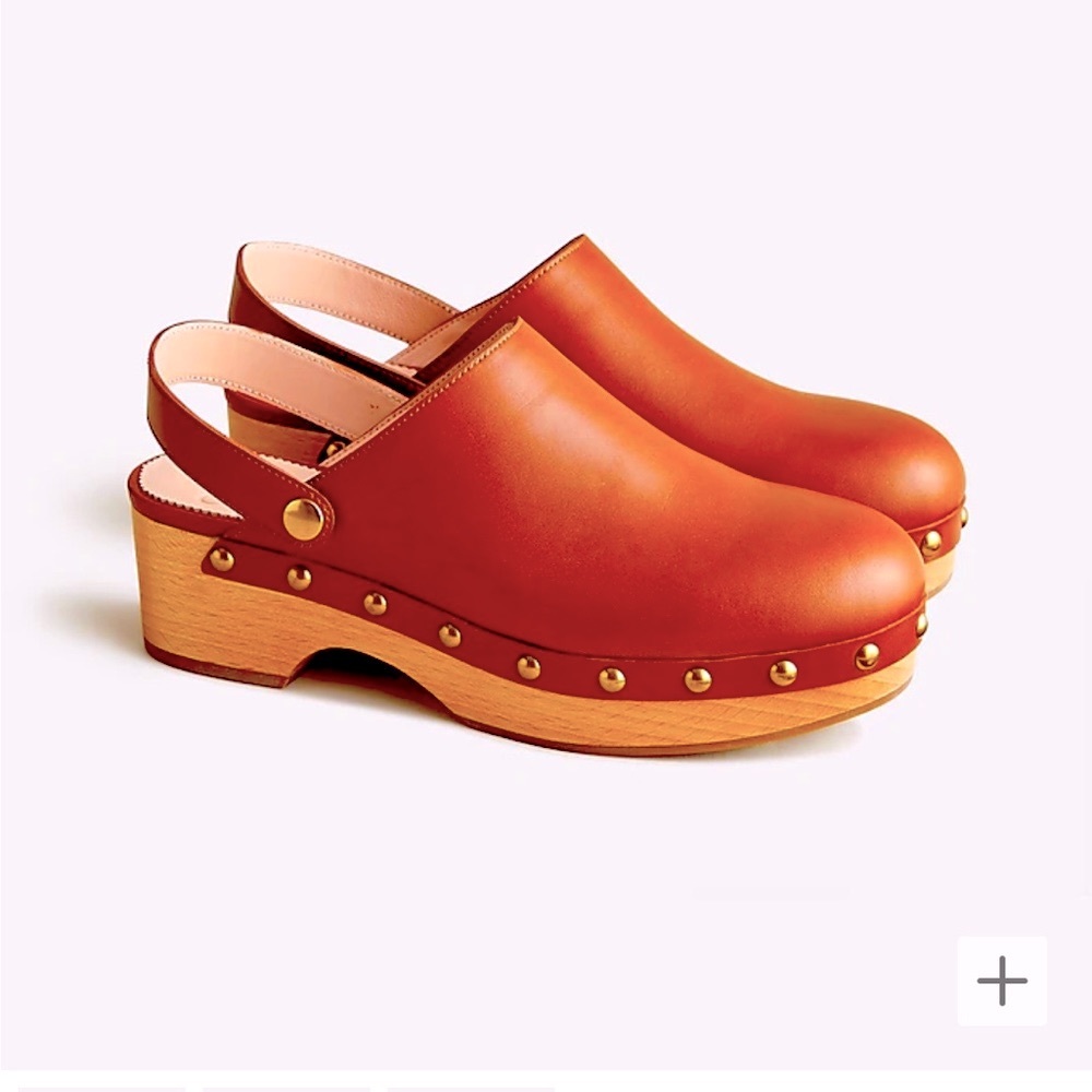 J.crew convertible clogs in cognac color.